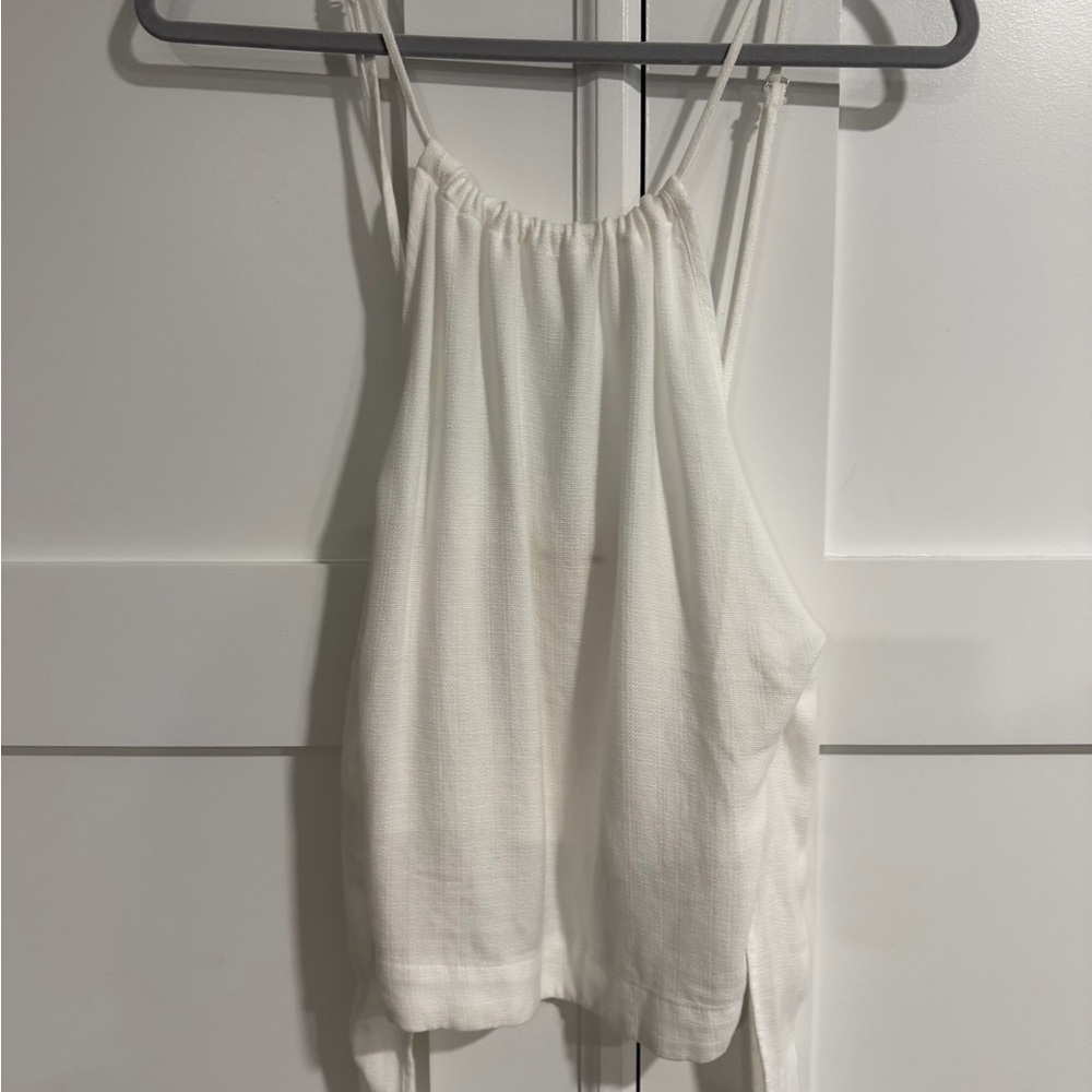 cloth & stone white linen Halter Tie-Back tank top